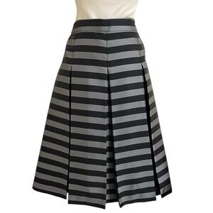 HALOGEN Black Silver Gray Box Pleat Circle Skirt Classic Cocktail Party Sz 8P